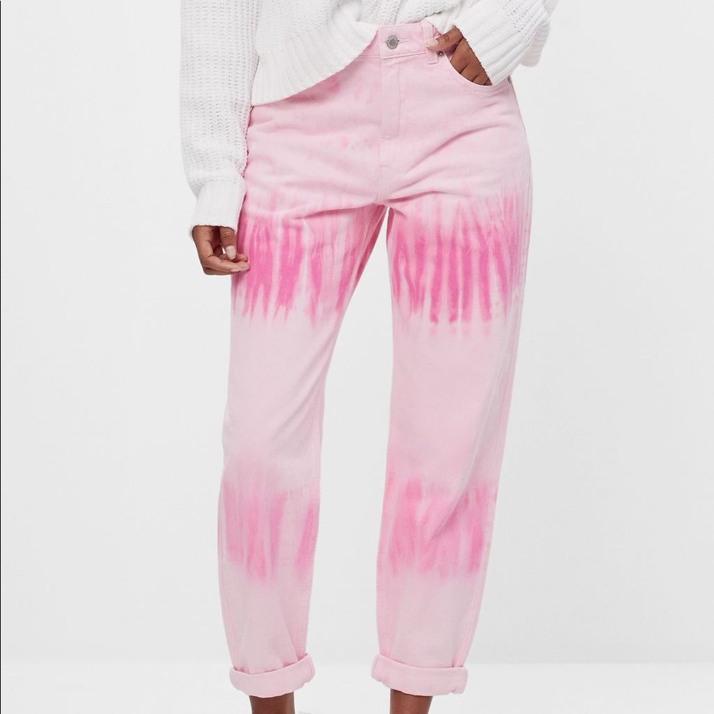Bershka Pink Tie-Dye Balloon Mom Jeans